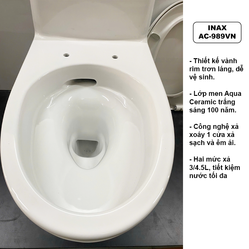 Bồn cầu INAX AC-989VN 1 khối Aqua Ceramic nắp êm chính hãng - INAX Miền Nam